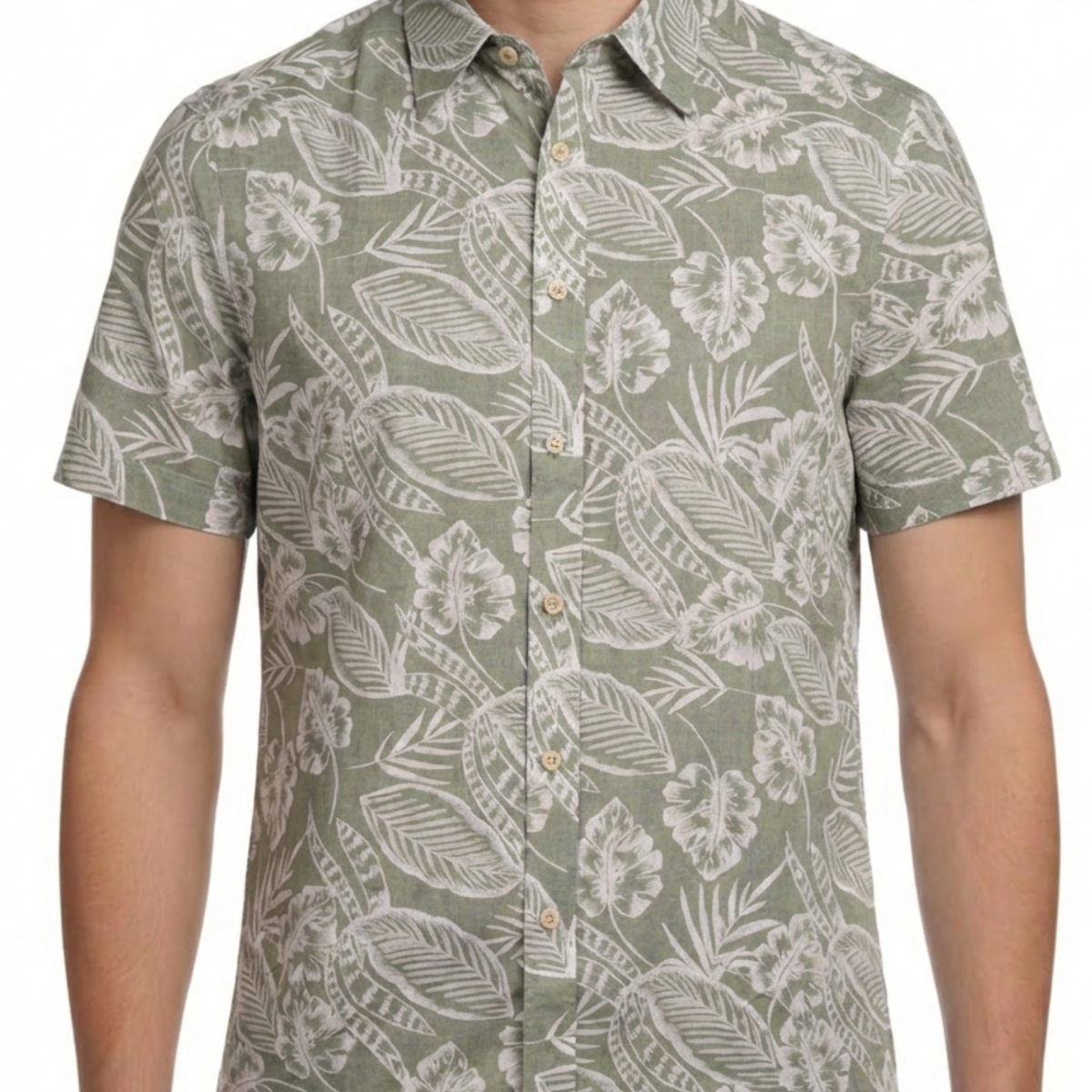 Tropical Print Linen Cotton Short Sleeve Shirt – Report Collection