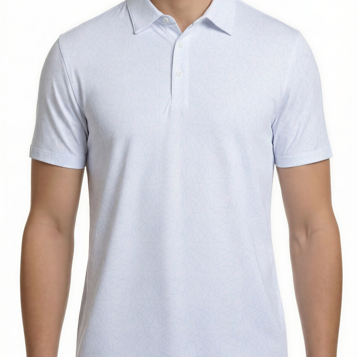 Geometric Line Pattern Golf Polo Shirt – Report Collection