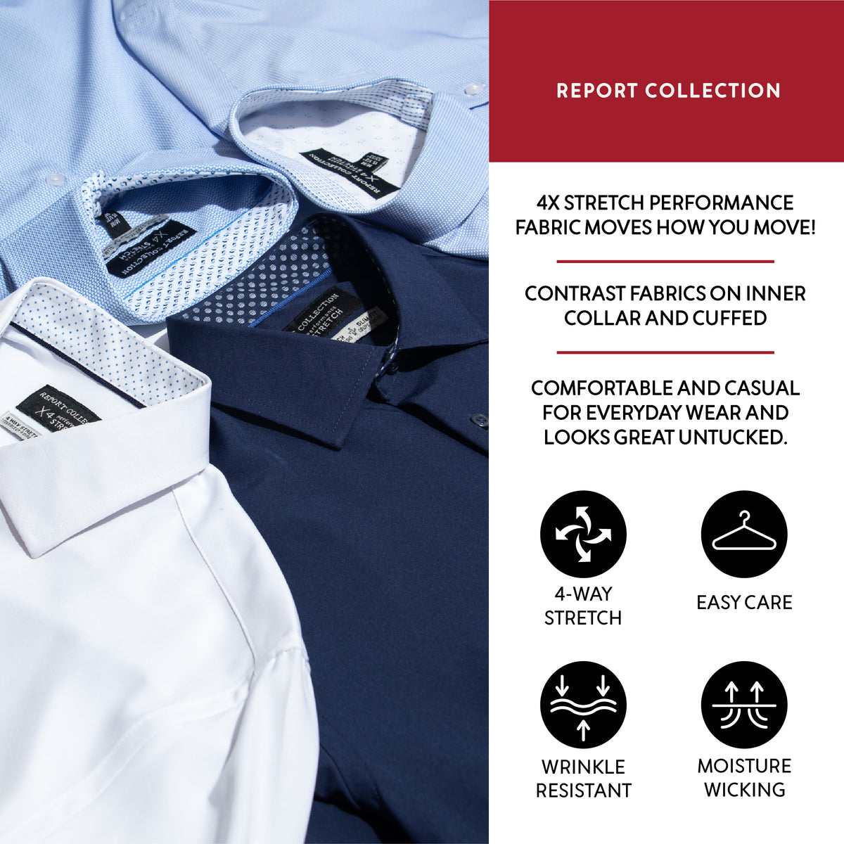 Long Sleeve 4-Way Sport Shirt with Geometric Print in Cobalt