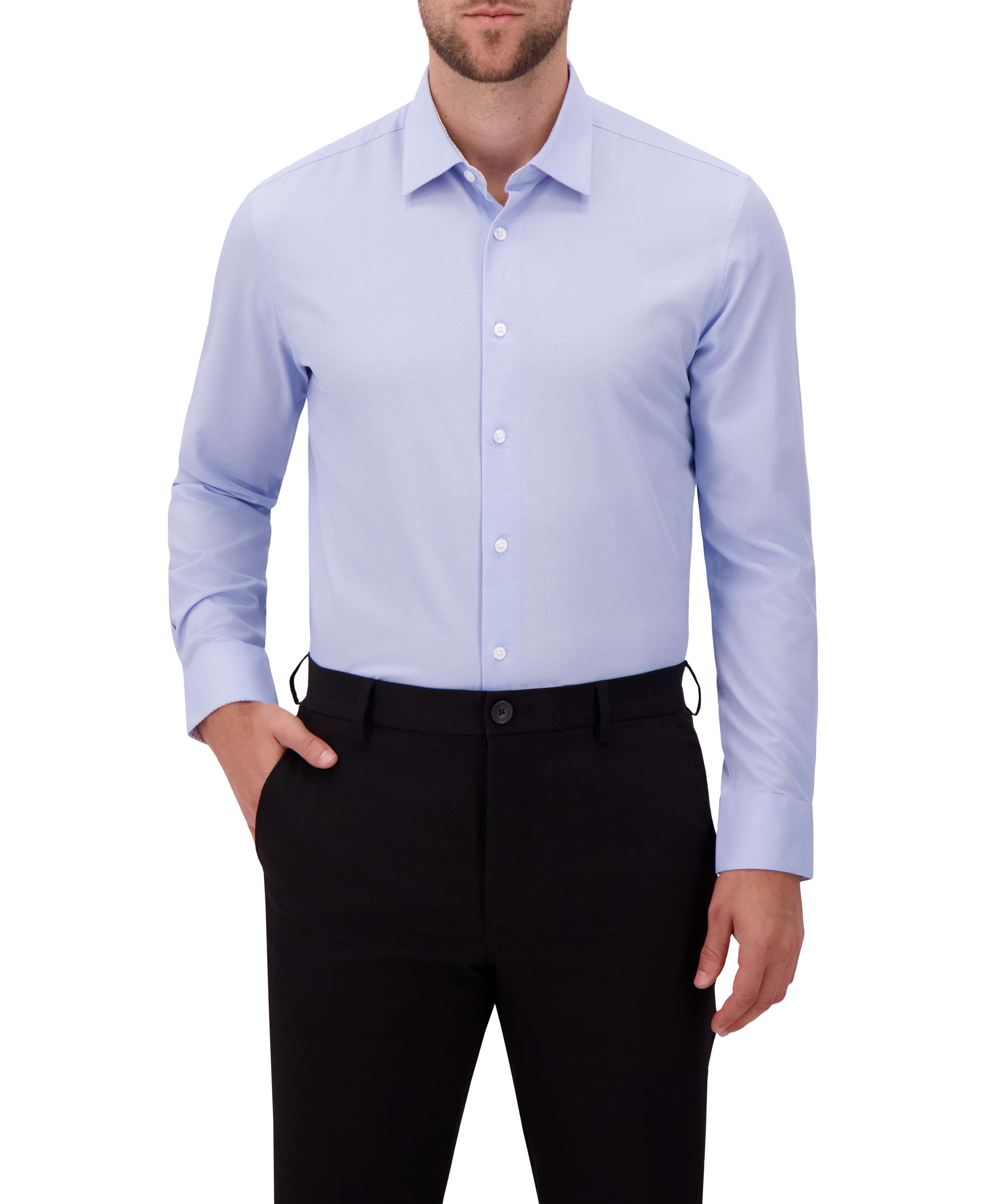 Report Collection Men's 4-Way Modern-Fit Woven Dress Shirt - Light Blue