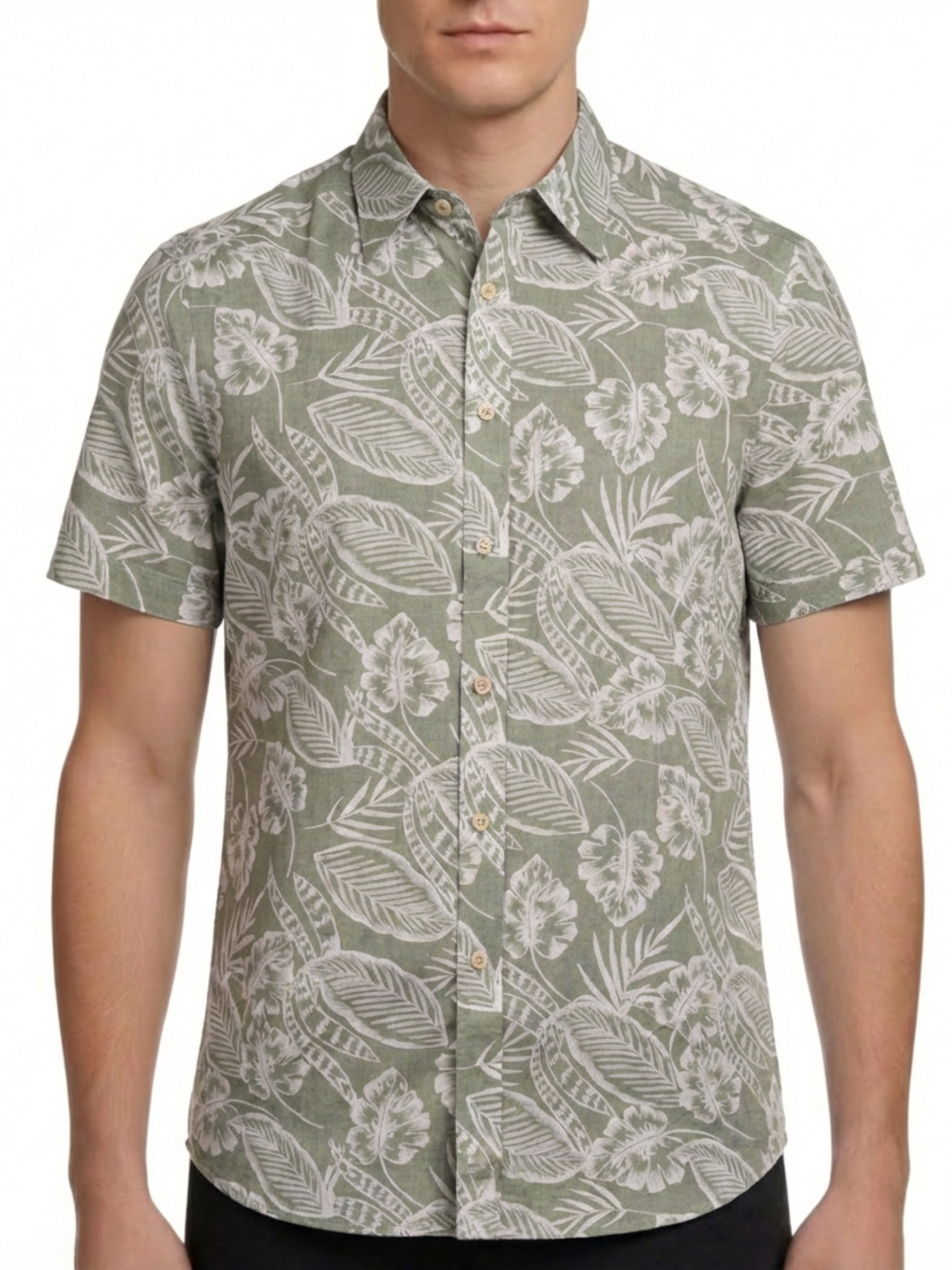 Tropical Print Linen Cotton Short Sleeve Shirt – Report Collection