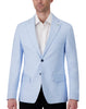 Modern Fit Single Breasted Fully Lined Linen Stretch Sport Coat in Light Blue