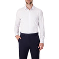 Men’s White Dot Print Long Sleeve 4-Way Stretch Dress Shirt