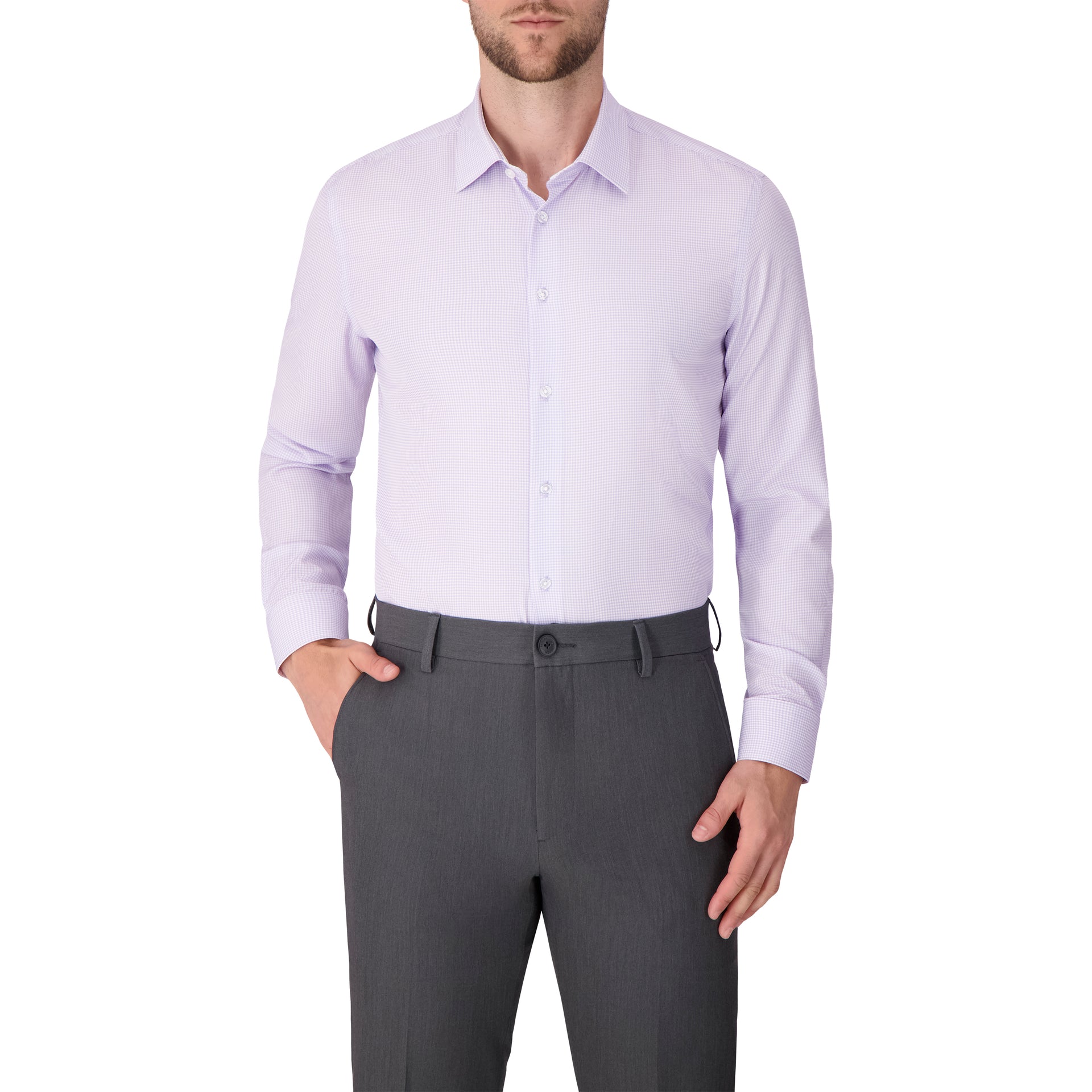 report collection dress shirt Report Men's Long Sleeve 4-Way Check Print Dress Shirt