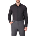 Men’s Black 4-Way Stretch Tonal Herringbone Long Sleeve Dress Shirt