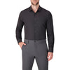 Men’s Black 4-Way Stretch Tonal Herringbone Long Sleeve Dress Shirt