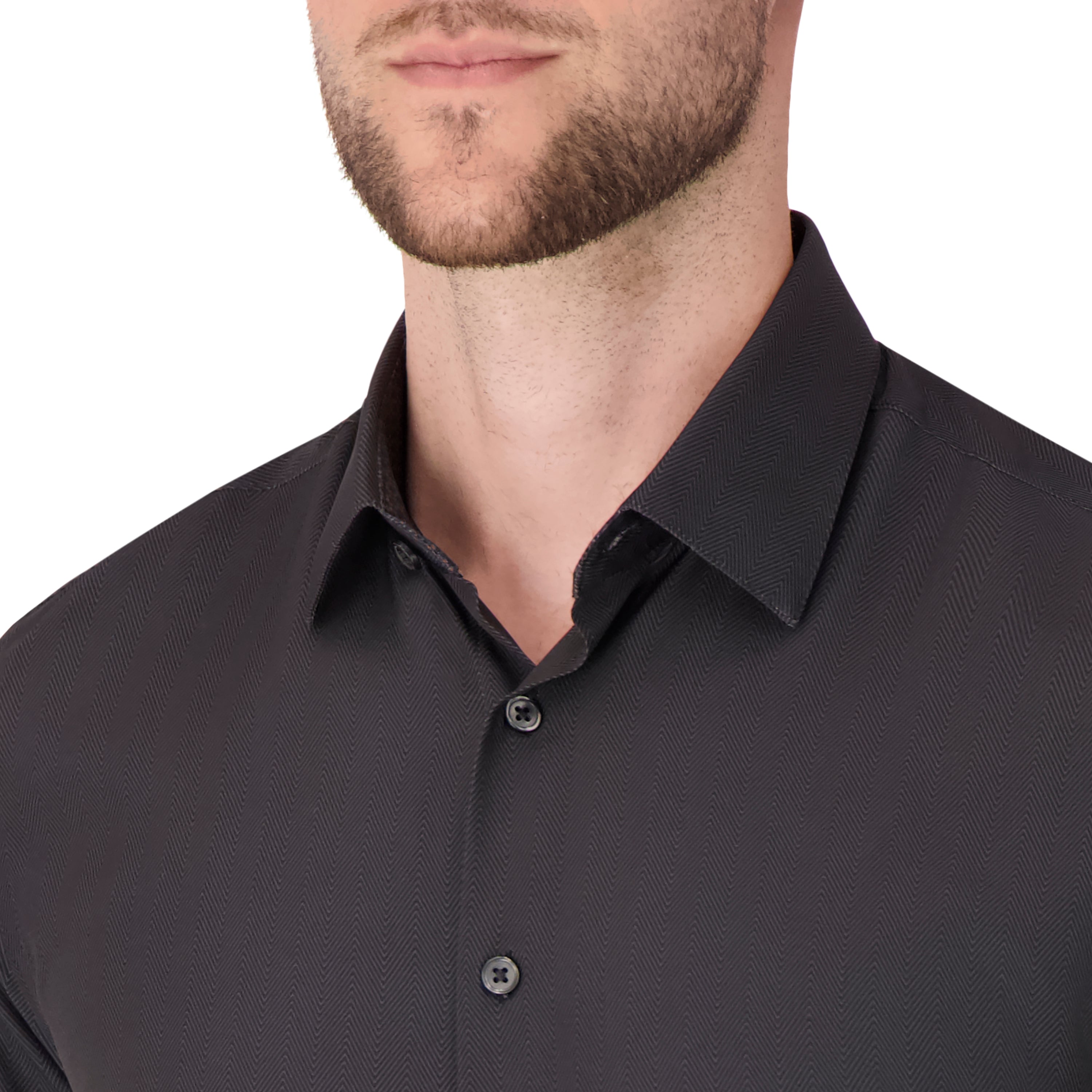 Report Collection Men's Herringbone Print Slim Fit Stretch Dress Shirt - Black - Casual Shirts Report Collection Men's Herringbone Print Slim Fit Stretch Dress Shirt - Black - Casual Shirts
