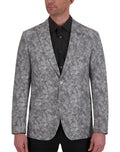 Modern Fit Single Breasted 1/2 Lined Sport Coat in Grey Pattern