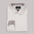 Folded View of Long Sleeve 4-Way Dress Shirt with Square Print in White
