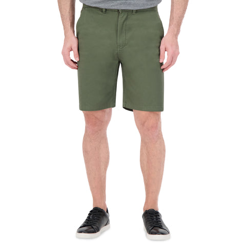 Model Front View of Cotton Stretch Chino Shorts in Green