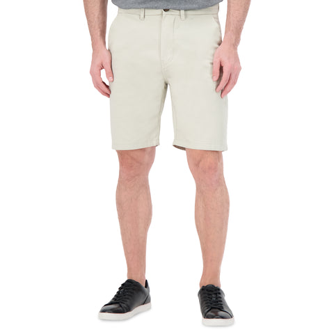 Model Front View of Cotton Stretch Chino Shorts in Stone