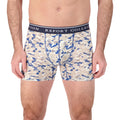 Model Front View of Boxer Underwear in Camp Print