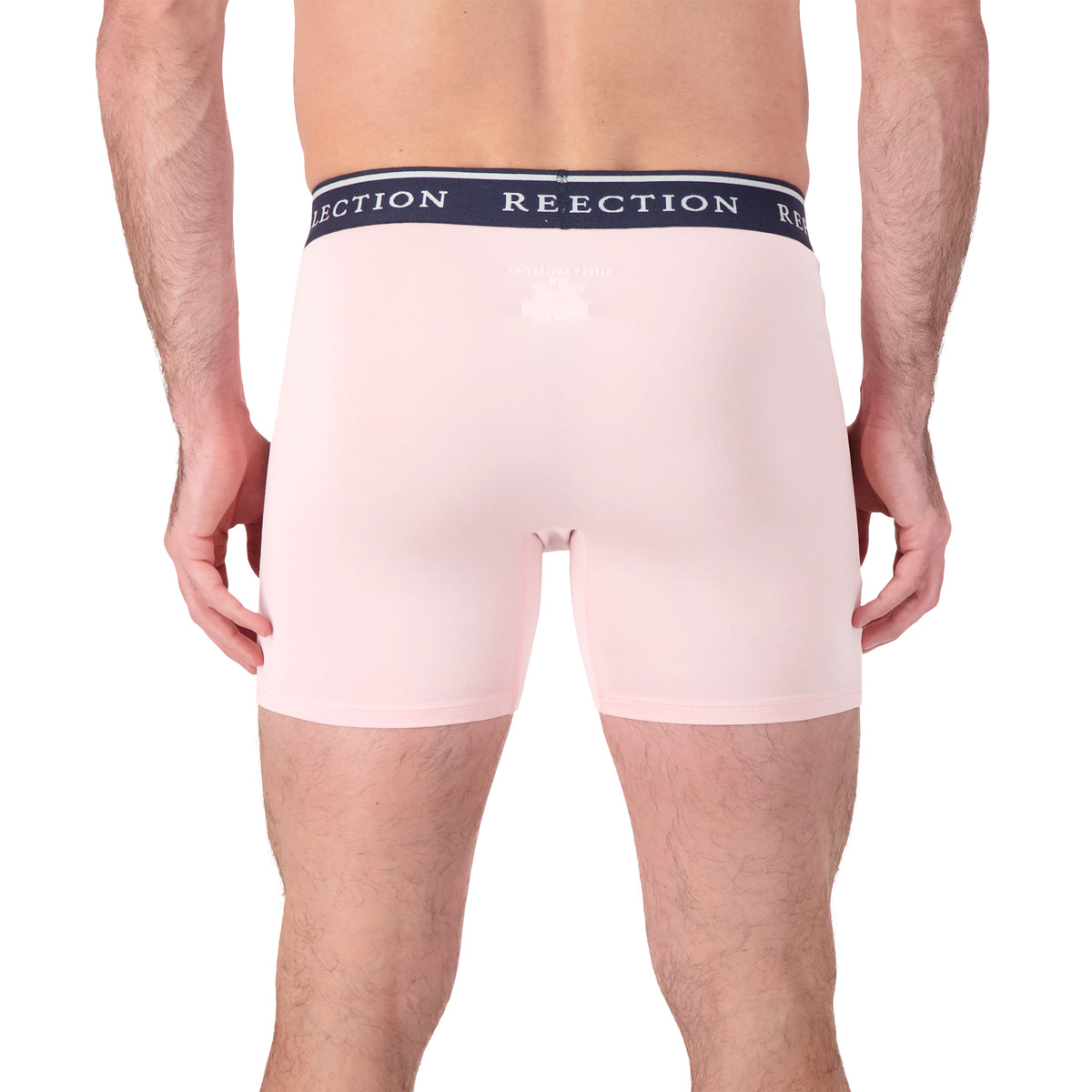 Model Back View of Boxer Underwear in Pink