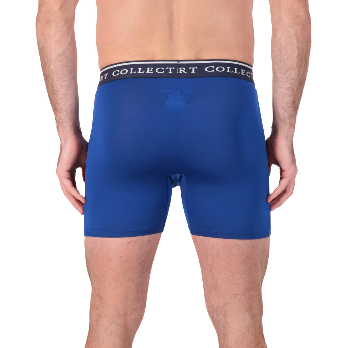 Model Back View of Boxer Underwear in Indigo