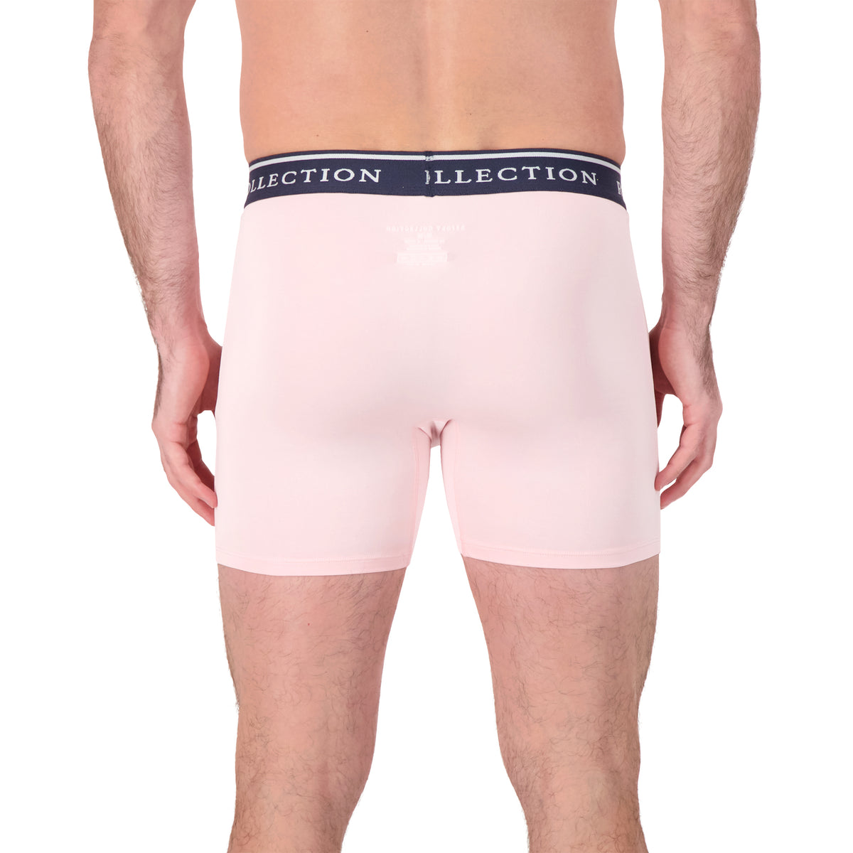 Model Back View of Boxer Underwear in Pink