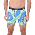 Model Front View of Boxer Underwear in Tie Dye Print
