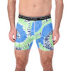 Model Front View of Boxer Underwear in Tie Dye Print