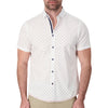 Model Front View of Short Sleeve Shirt with Anchor Print in White