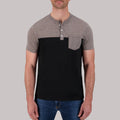 Short Sleeve Cotton/Poly Henley with pocket Grindal Knit in Truffle