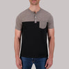 Short Sleeve Cotton/Poly Henley with pocket Grindal Knit in Truffle