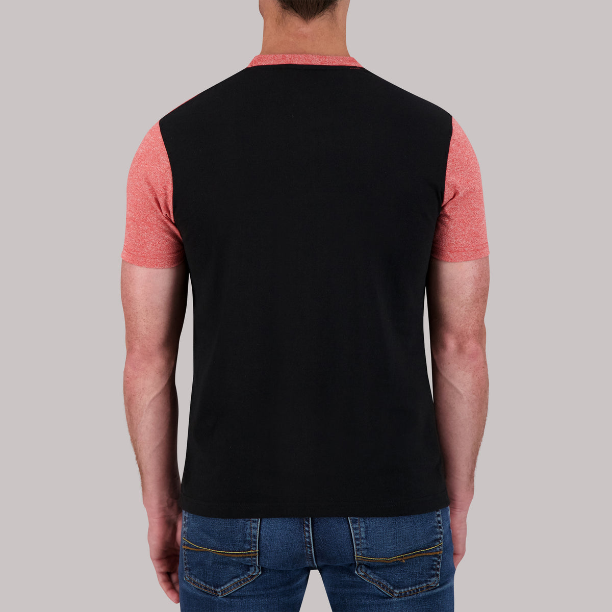 Short Sleeve Cotton/Poly Henley with pocket Grindal Knit in Red