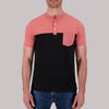 Short Sleeve Cotton/Poly Henley with pocket Grindal Knit in Red