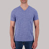 Short Sleeve Cotton Jersey Slub YD Boss V-neck Knit in Indigo