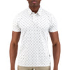 Model Front View of Short Sleeve Performance Stretch Polo with Nautical Print in White