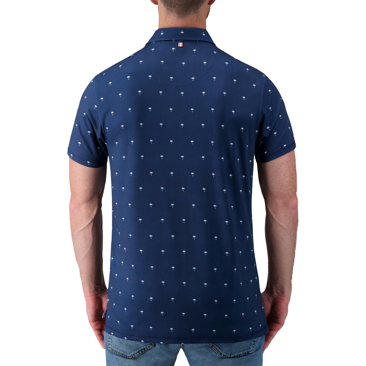 Navy Palm Tree Performance Polo