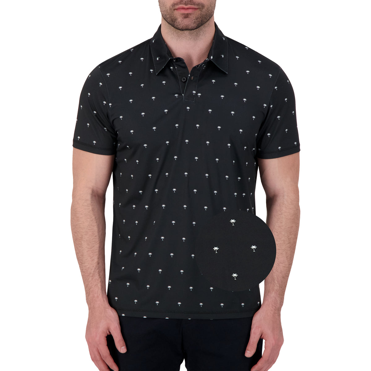 Black Palm Tree Performance Polo