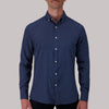 Model Front View of Long Sleeve 4-Way Sport Shirt with Floral Print in Navy
