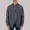 Recycled Flannel Plaid Over Shirt in Navy