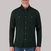 Long Sleeve Cotton Flannel Plaid Woven Sport Shirt in Green