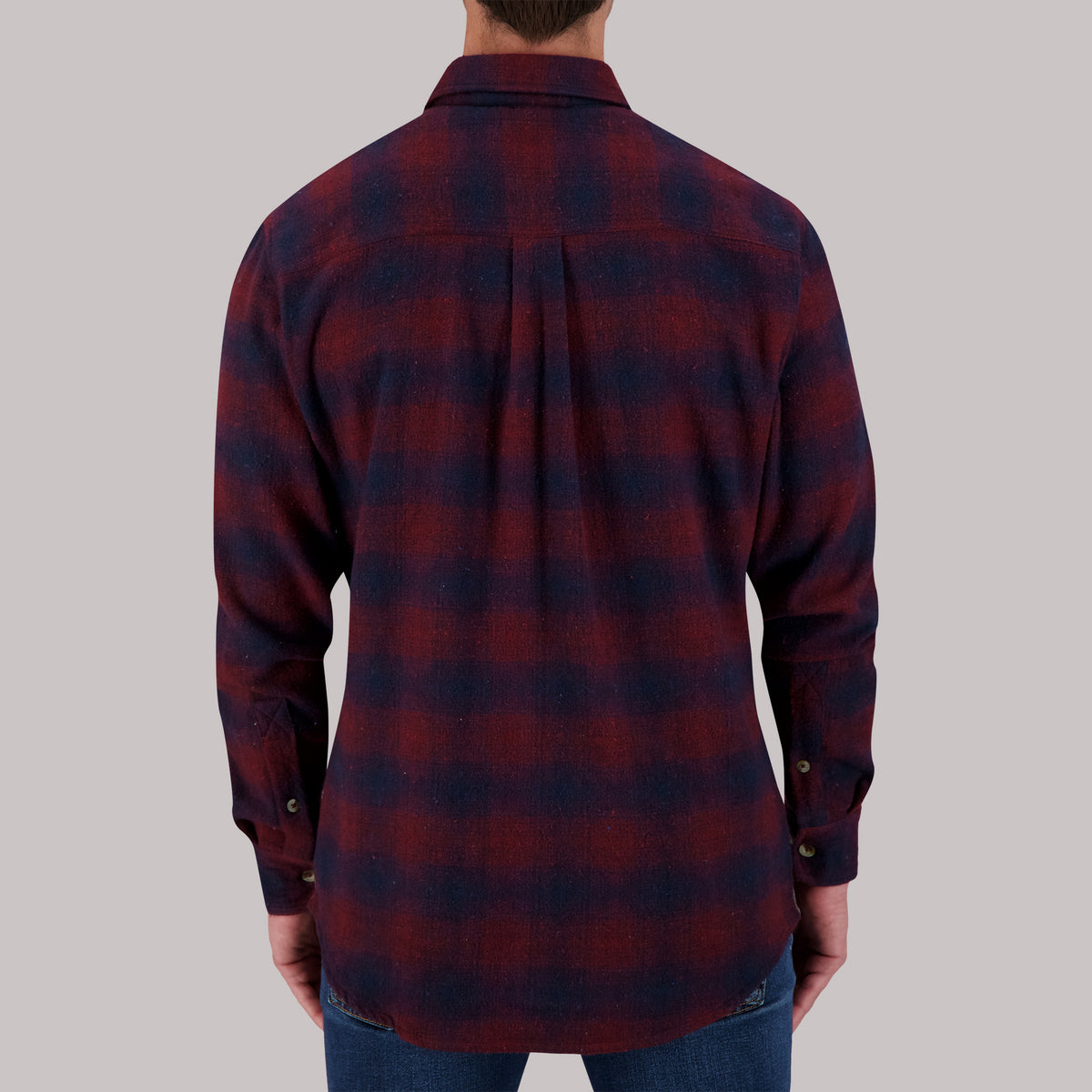 Recycled Flannel Plaid Over Shirt in Wine