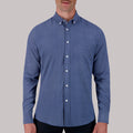 Long Sleeve 4 Way Geometric Print Sport Woven Shirt in Navy