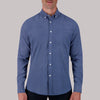 Long Sleeve 4 Way Geometric Print Sport Woven Shirt in Navy