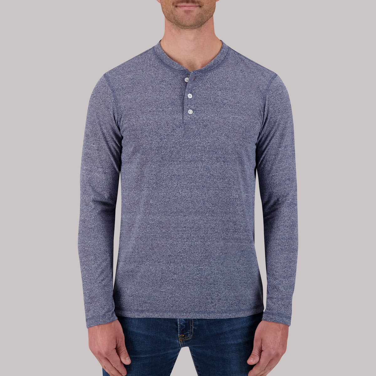Long Sleeve Cotton/Poly Henley Grindal Knit in Violet