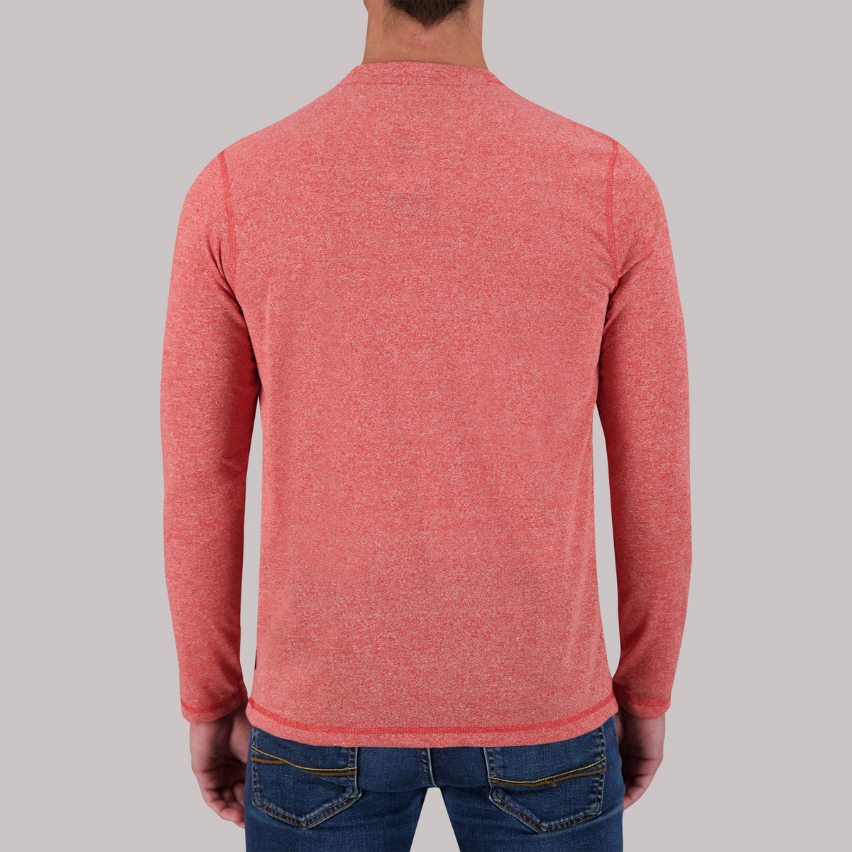 Recycled Long Sleeve Henley Top in Red