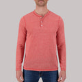 Recycled Long Sleeve Henley Top in Red