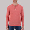 Recycled Long Sleeve Henley Top in Red