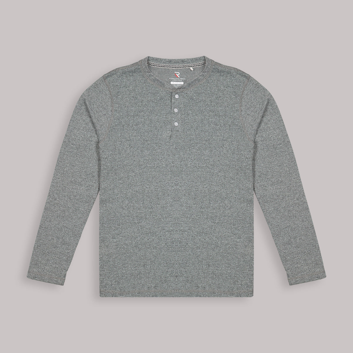 Recycled Long Sleeve Henley Top in Gray