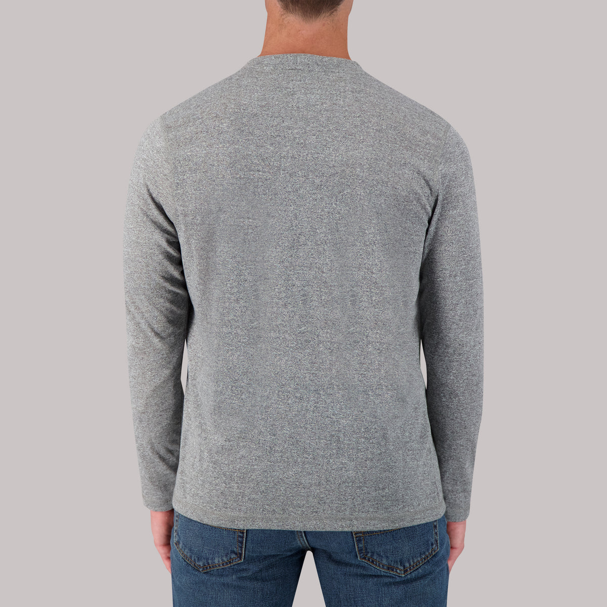 Recycled Long Sleeve Henley Top in Gray