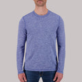 Long Sleeve Cotton Crew Neck Slub YD Stripe Jersey Knits in Indigo
