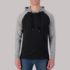 Model Front View of Recycled Two-Tone Hoodie in Grey