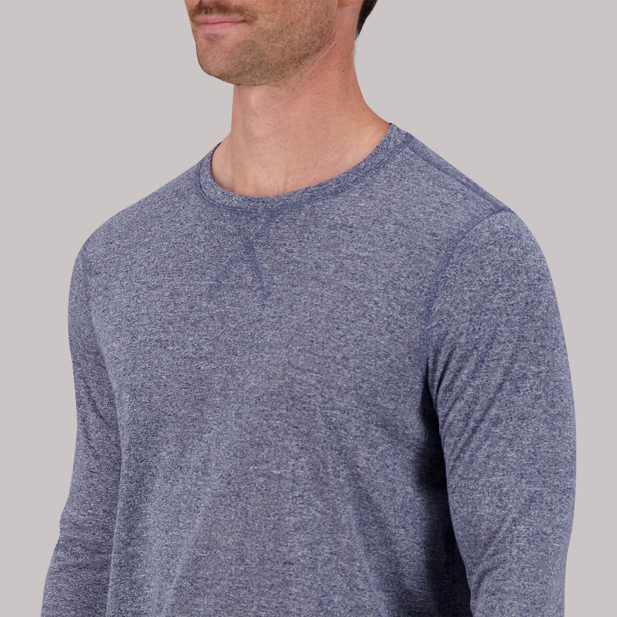 Long Sleeve Cotton/Poly Crew Neck Grindal Knit in Violet