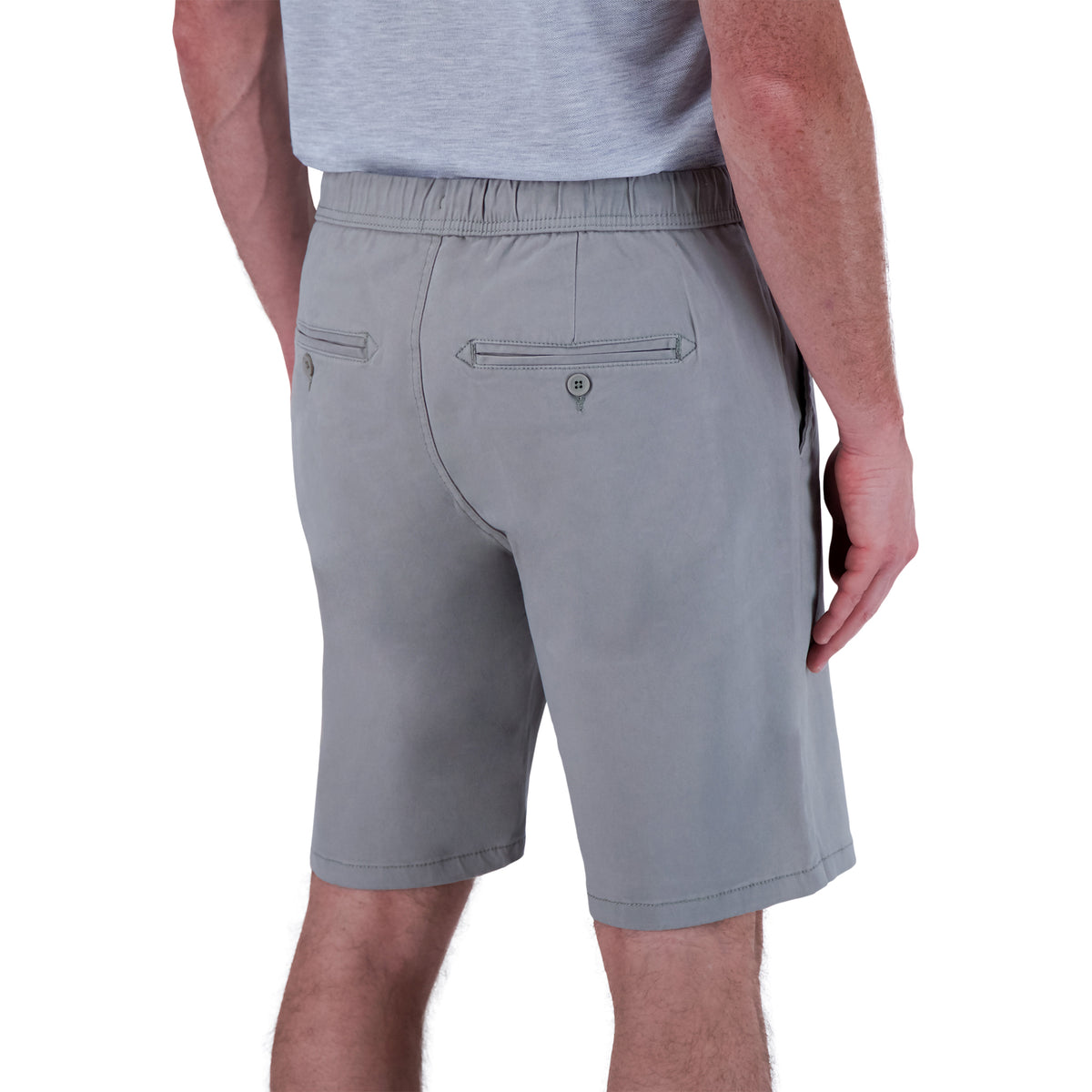 Gray Twill Drawcord Waistband Shorts