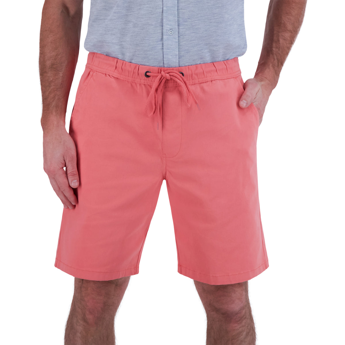 Pink Twill Drawcord Waistband Shorts