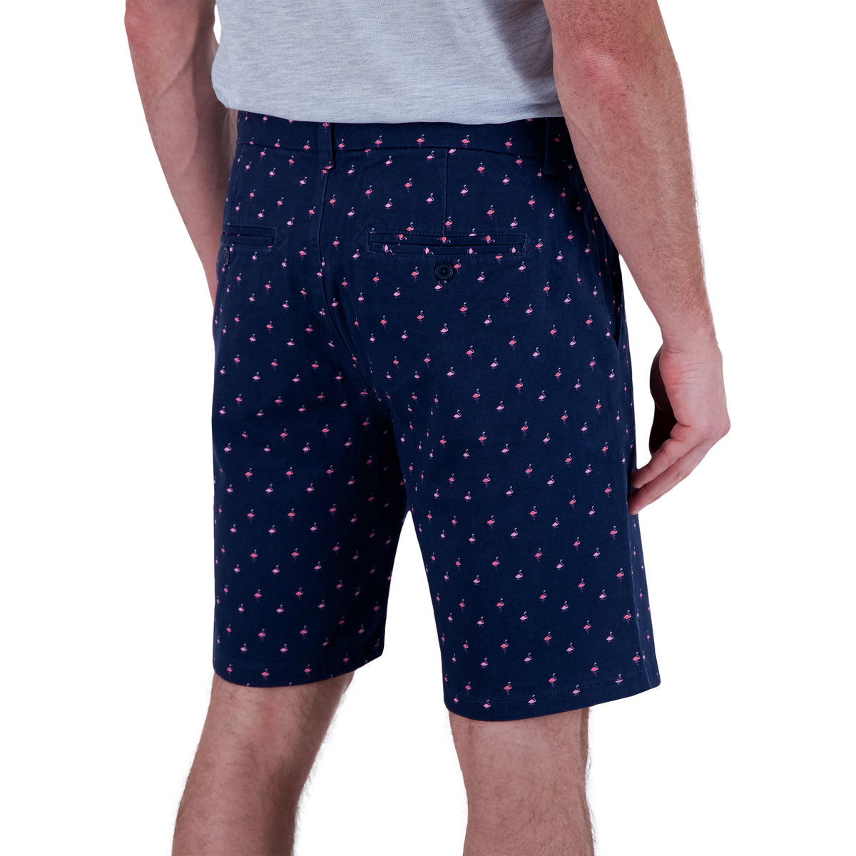 Navy Flamingo Twill Chino Shorts