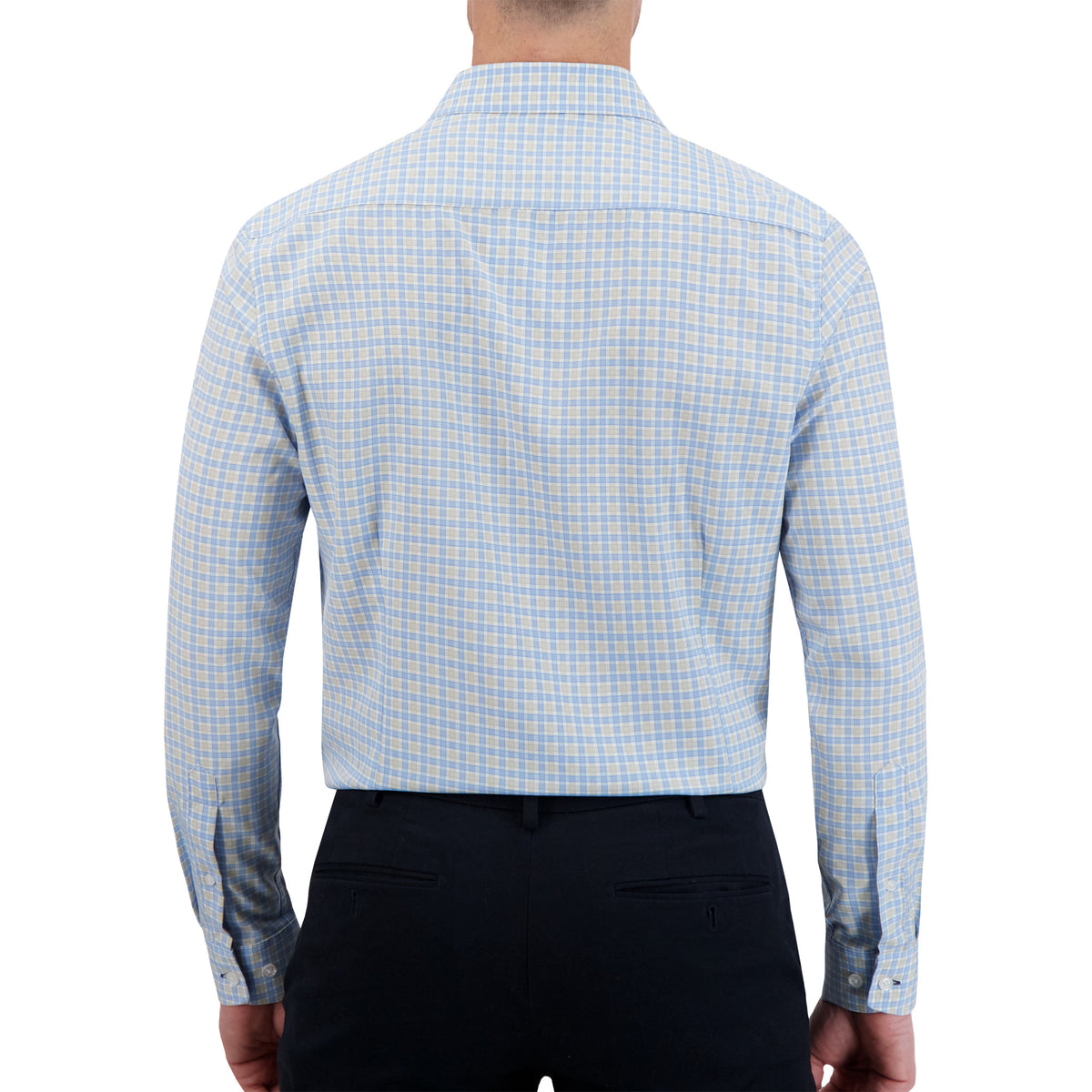 Light Blue Plaid Performance Shirt